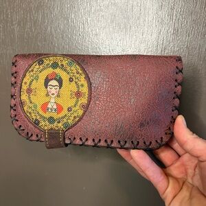 Handmade Frida Kahlo Wallet Clutch Hand Embroidered  Purse Organizer Women’s